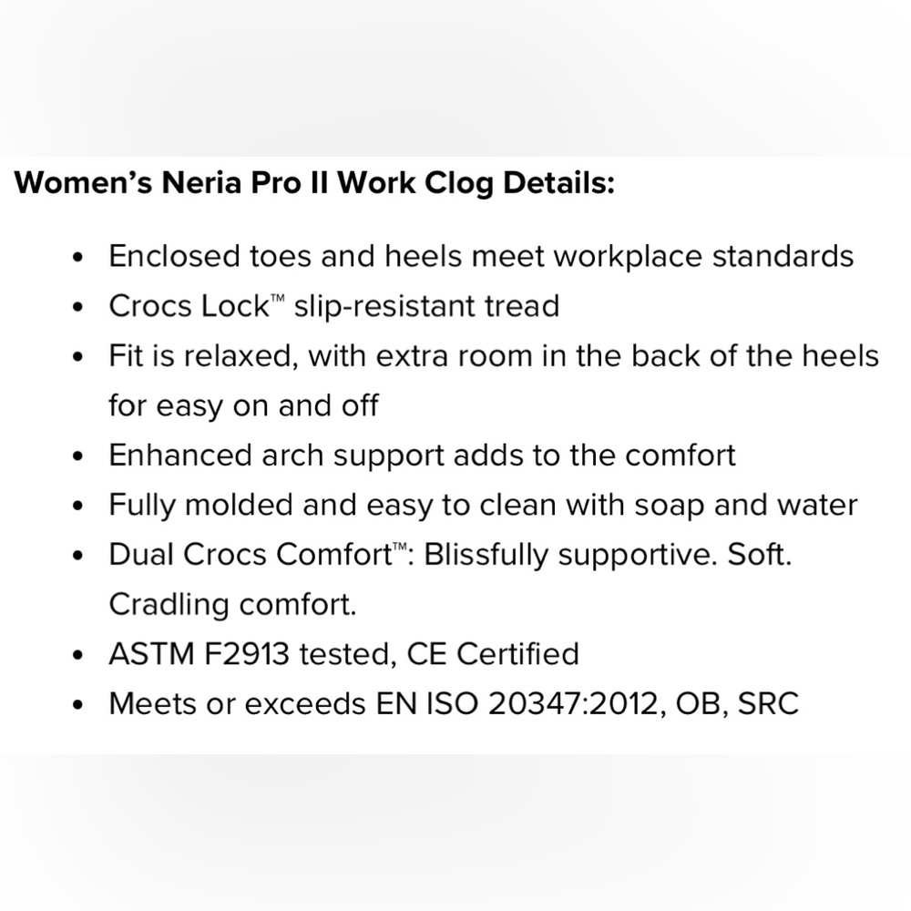 Women’s Black CROCS Neria Pro II Work Clog BNWT - Picture 8 of 8